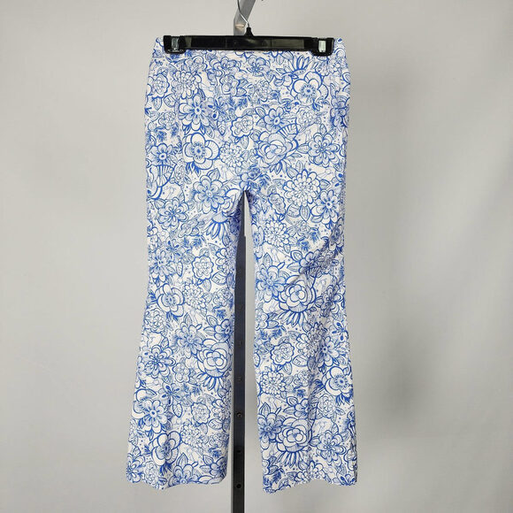 Lilly Pulitzer Blue Floral Cotton Cropped Pants Size S - Picture 6 of 9